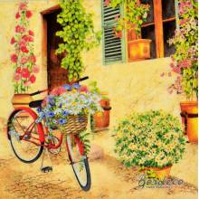 Serwetka decoupage firmy DOMMOS rower z koszykiem 33x33cm